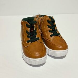 Green and Brown Leather Sneakers with White Sole